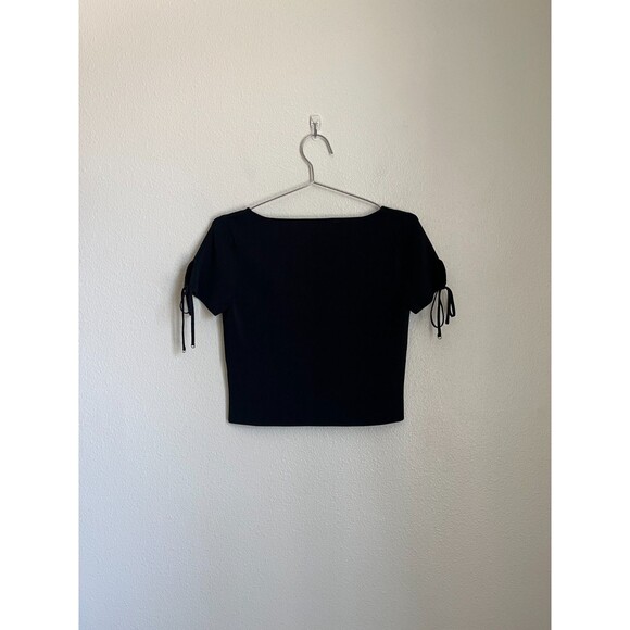 T ALEXANDER WANG Women's Knit Scoop Neck Crop Top in Black Size LARGE - Picture 3 of 5